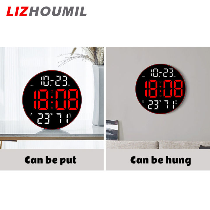 lizhoumil-จอแสดงอุณหภูมิวันที่สัปดาห์นาฬิกาปลุกดิจิตอล-นาฬิกาอิเล็กทรอนิกส์ติดผนังสำหรับบ้านบ้านไร่สำนักงาน