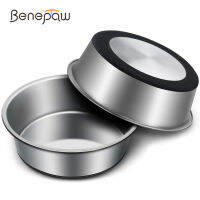 Benepaw สแตนเลส Nonslip ชามสุนัขซิลิโคนฐานสัตว์เลี้ยงให้อาหารจานอาหารสัตว์เลี้ยงป้อนน้ำสำหรับสุนัขขนาดใหญ่ขนาดกลางขนาดเล็กแมว