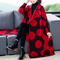 2021 Autumn Vintage Cotton Red Print 5XL Midi Trench Winter Classic Casual Maxi Warm Coat Elegant Bodycon Women Long Windbreake