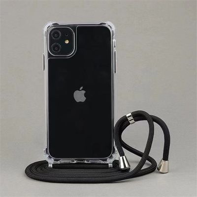 Crossbody Necklace Cord Lanyard Transparent Hard Case For iPhone 14 13 12 MiNi 11 Pro Max XS XR X 8 7 Plus SE 3 Clear Soft Cover