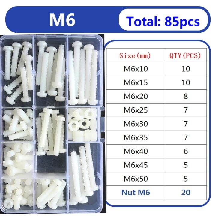 set-mesin-cuci-mur-sekrup-hex-nilon-putih-m2-m3-m4-m5-m6-baut-silang-kepala-bulat-plastik-terisolasi-sekrup-kepala-bor-datar-phillips