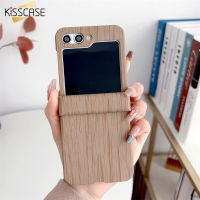 KISSCASE เคส Samsung Z Flip5ลายไม้พับได้เคสสำหรับ Galaxy โทรศัพท์ Z พับได้5 4 3ปกป้องเลนส์ฮาร์ดพีซีกันกระแทกฝาหลังบั๊มเปอร์สำหรับ Zflip5