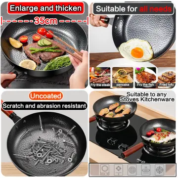 Flat Bottom Not Easy to Non-Stick Pan Small Frying Pan Uncoated Household a  Cast Iron Pan Fried Eggs Steak Pot Induction Cooker - AliExpress