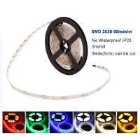 5M 300 LEDs 12V SMD 3528 IP65 LED Strip Light เทปริบบิ้น RGB สีเดียวสำหรับตกแต่งบ้าน *