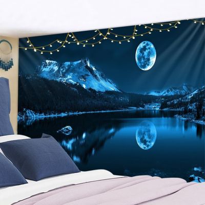 Psychedelic Moonlight Night View Tapestry Wall Hanging Magic Science Fiction Bohemian Hippie TAPIZ Room Home Decor