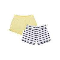 กางเกงขาสั้นเด็กผู้หญิง Mothercare navy stripe and yellow shorts - 2 pack YC681