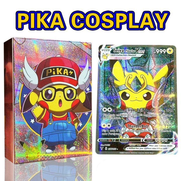 Anime Holographic Pokemon Cards Pikachu Cosplay DIY Luffy Tanjirou One  Piece Goku Eva Frieza Characters English Shiny Card