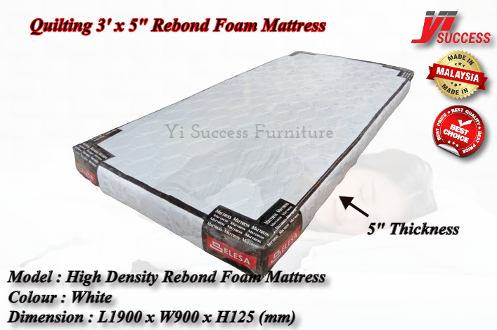 Yi Success Qt 3 X 5 High Density Rebond Foam Single Mattress Tilam Bujang Damask Fabric