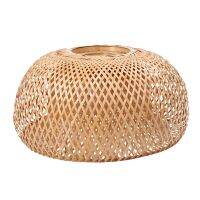 Bamboo Wicker Rattan Lampshade Hand-Woven Double Layer Bamboo Dome Lampshade Asian Rustic