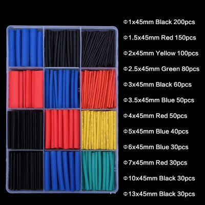 850pcs Thermoresistant Tube Shrink Wrapping kit 2:1 Heat Shrinkable Sleeving set Wire Cable Insulation Polyolefin Wrap Tubing Cable Management