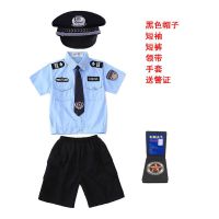 【Ready】? Childrens small military uniform small traffic police performance clothing short-sleeved police uniform short-sleeved police officer uniform toys boys and girls clothing