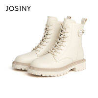 JOSINY แพลตฟอร์มรองเท้าข้อเท้าสำหรับผู้หญิงที่อบอุ่น Marten บู๊ทส์หนัง PU Botas ซิปรองเท้าสำหรับสุภาพสตรีมุกตกแต่ง