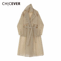 CHICEVER เกาหลีลายจุดพิมพ์แจ็คเก็ตสีตีผู้หญิงปกคอปกแขนยาวลูกไม้ขึ้นเสื้อฤดูร้อนหญิง2020แฟชั่นสบายๆ