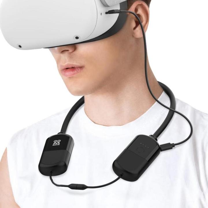 usb-c-for-headset-rechargeable-power-bank-8000mah-vr-glasses-accessories-neck-hanging-portable-battery-pack-with-usb-c-cable-gifts