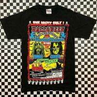 เสื้อยืดเพลงทัวร์สยองขวัญฮาโลวีน Alice Cooper ร๊อบซอมบี้สำหรับบุรุษ00S Y2K สีดำ