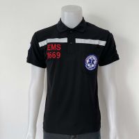 Black Ems embroidered polo shirt, very beautiful embroidery, good fabric, no lint, comfortable to wear.