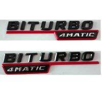 มันวาวมันวาว Blacck BITURBO 4MATIC สติกเกอร์ติดท้ายรถด้านข้างเป็นพลาสติกสติกเกอร์โลโก้ตรงดุมล้อตัวอักษรสำหรับ Mercedes Benz AMG