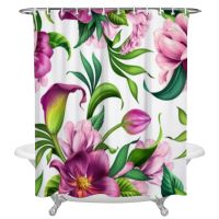 Beautiful Tropical Flowers Shower Curtain Waterproof Polyester Bath Curtain Home Decoration Bathroom Accessory Curtain