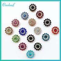 COOLEAF 10PCS 14mm ตัดเย็บเสื้อผ้า รูปดอกไม้ เครื่องประดับหมวก ปุ่ม พลอยเทียม หินแก้วคริสตัล ตกแต่งเสื้อผ้า