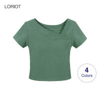 LORIOT เสื้อชั้นในเสื้อยืดสำหรับสตรียืดได้เสื้อเอวลอยเสื้อยืดแขนสั้นเซ็กซี่แบบลำลองเกาหลี SA1106