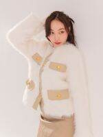 Hana  fur jacket  เสื้อเฟอร์แต่งกระดุม ของจริงหรูมาก สวยลุคคุณหนู