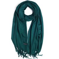 [A Flexible] แฟชั่นผ้าพันคอแคชเมียร์ผ้าคลุมไหล่ SolidWinter Wrap Warm HighSoftThick WomenWoolGreen