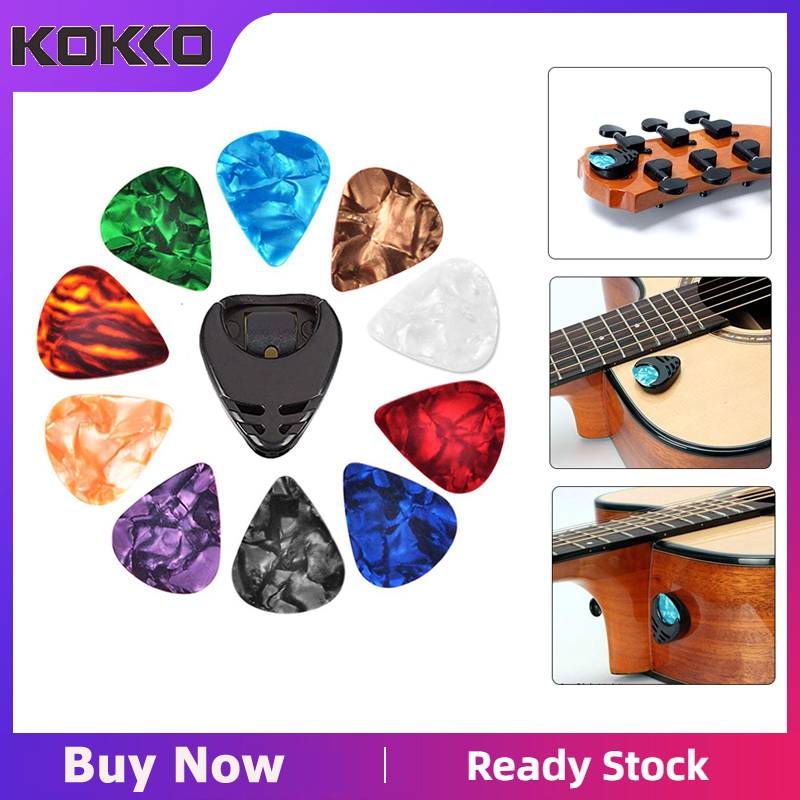 Ukulele 4 Pcs Guitar Thumb Finger Picks Celluloid Picks Plectrums Gift for Electric & Acoustic Guitars Random Color Bass Guitar Picks 