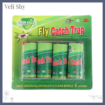 Veli Shy แถบจับเครื่องบินกระดาษที่มีประสิทธิภาพสำหรับใช้ในบ้านและนอกบ้าน4แพ็คกับดักแมลงวัน