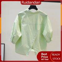 Ruidiandian เสื้อผ้าฝ้ายแขนสั้นแบบหลวม S-3XL ของผู้หญิงเสื้อผู้หญิงลำลองเสื้อทรงหลวมฤดูร้อน