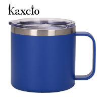 Kaxcio แก้วกาแฟมือจับสเตนเลสสตีล14ออนซ์,แก้วกาแฟเดินทางมีฉนวนสุญญากาศสองชั้นพร้อมฝาปิด