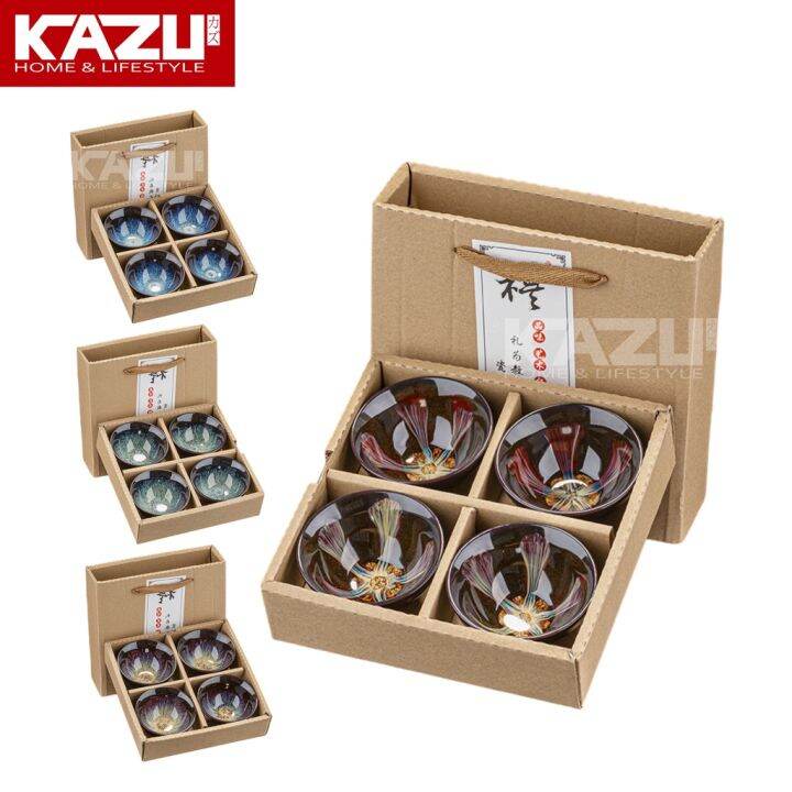 KAZU K26 CHINESE TEA CUP SET 4PCS KERAMIK GALAXY CAT EYE / CANGKIR TEH
