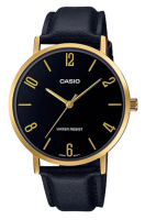 Casio Standard นาฬิกาข้อมือผู้ชาย สายหนัง รุ่น MTP-VT01,MTP-VT01GL,MTP-VT01GL-1B2 - สีดำ