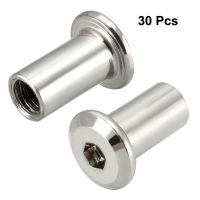 Prohex Top Dijual 30 Pcs/lot M6 M8 10-22 Mm Hex Socket Kepala Sekrup Post Female Thread Furniture Nut besi Nikel Berlapis