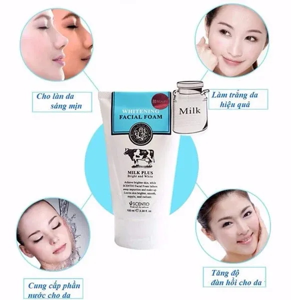 Sữa Rửa Mặt Beauty Buffet Scentio Milk Plus Whitening Facial Foam Dưỡng Trắng Da