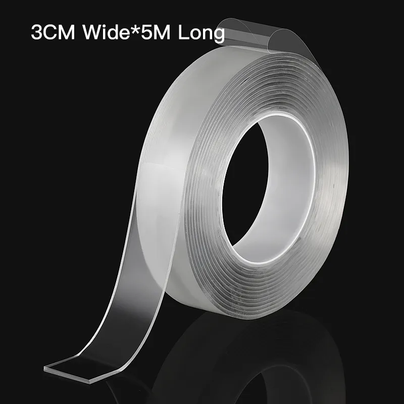 1M / 3M / 5M Nano Magic Tape Double Sided Tape Transparent NoTrace Reusable  Waterproof Adhesive Tape Cleanable Home