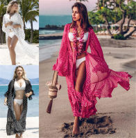 ใหม่สีแดงชีฟองชุดคลุมบิกินี่ Robe De Plage Ruffle ชุดว่ายน้ำที่คลุม Ups ขนาดพิเศษ Saida De Praia เสื้อคลุมชายหาดหญิง