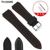 Silicone watch strap male substitute convex mouth black rubber chain 22mm24