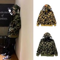 ใหม่ เสื้อกันหนาวลําลอง มีฮู้ด ลายพราง กะโหลก ฉลาม BAPE สําหรับผู้ชาย และผู้หญิง