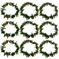 Luau Leis 9 Pcs Artificial Flowers Tropical Hawaiian Lei Leaf Necklaces for Hula Costume and Beach Party