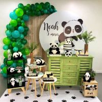 【JIU YU】✓✐  Cute Panda Series Louça Descartável Desenhos Animados Placas Copos Guardanapo Baby Shower Birthday Party Decoração Suprimentos 1 Conjunto