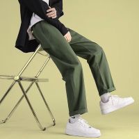 COD SDFGERTERT Summer Cotton Korean Style Fashion All-match Loose Casual Khaki Straight Pants Men seluar slack lelaki