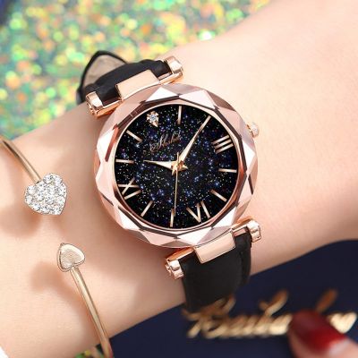 （A Decent035）WomenBlack LuxuryBraceletes สแตนเลสสตีล LadiesZegarek Damski Montre Femme