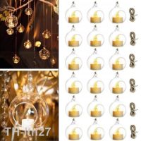 2023▲ 3/6/12Pcs Hanging Glass Tealight Globe Candle Holder with for Wedding Indoor Outdoor