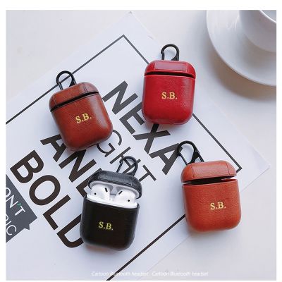 【CC】 Luxury Leather  Customization Earphone Airpods 3 1 2 Cover With Keychain