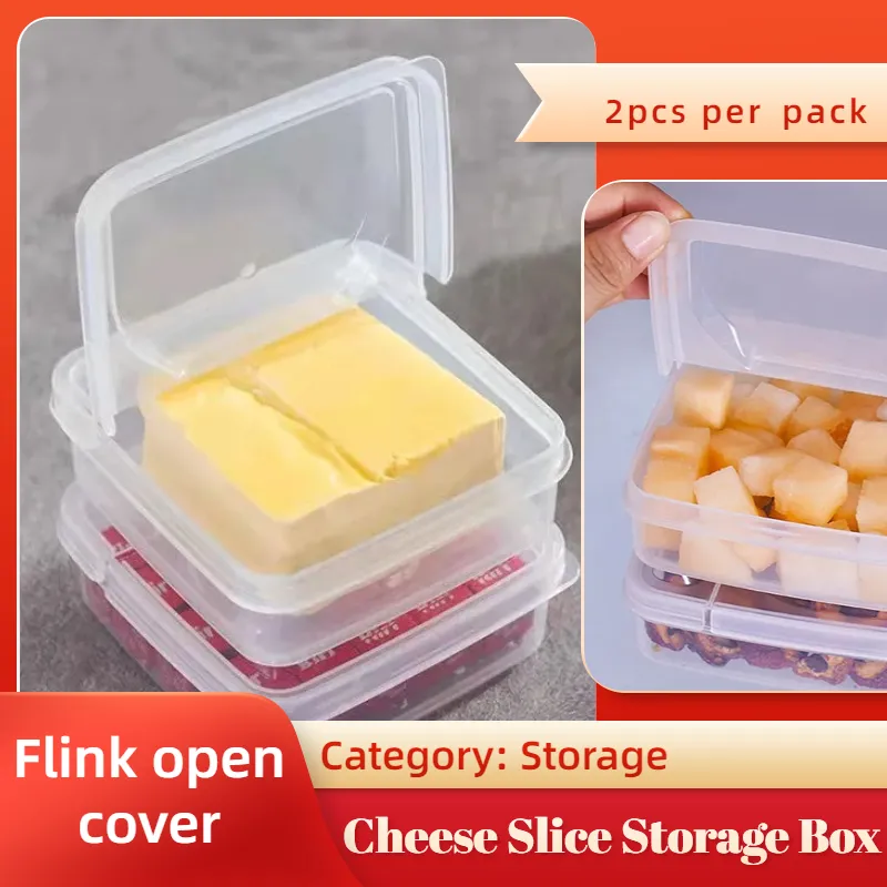 Plastic Refrigerator Storage Box, Cheese Container, Butter Block