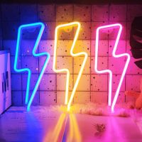 【 YUYANG Lighting 】 LED Home Neon Lightning Shaped Sign Fulmination Light USB Decorative Wall Decor for Kids Baby Room Wedding Party