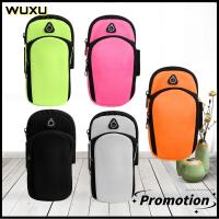 WUXU นีโอพรีน เคสปลอกแขนกีฬา กันน้ำกันน้ำได้ สีดำสีฟ้าสีเขียว พร้อมช่องหูฟัง ทนทานต่อการใช้งาน ตาข่ายระบายอากาศได้ อุปกรณ์สำหรับวิ่ง สากลสากลสากล