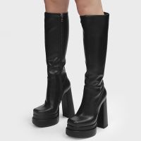 Autumn and Winter Platform Shoes Gothic Boots Womens High Boots Super High Heels Devil Black Boots Designer Shoes Boots Women