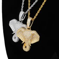 [COD] European and hot style hip-hop elephant pendant full of zircon trendy personality necklace Jinao factory direct