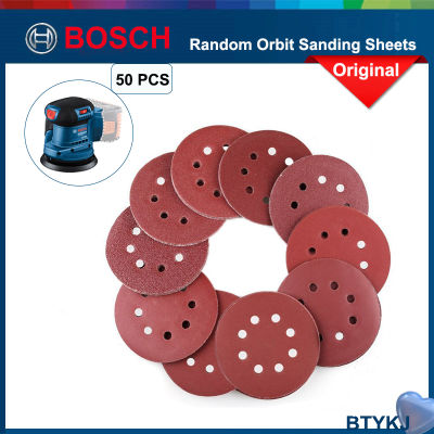 Bosch 50ชิ้น125มม. สุ่ม Orbit Sanding แผ่นชุด80-3000 Grit กระดาษทราย Hook และ Loop Sanding Disc Polish สำหรับ GEX 185-Li อุปกรณ์เสริม